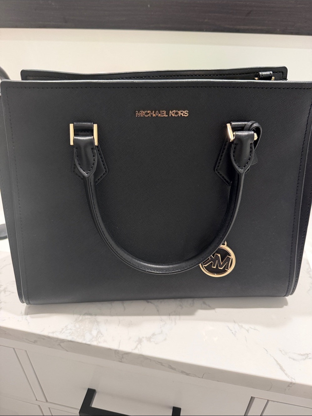Michael Kors Black Satchel with Gold Hardware